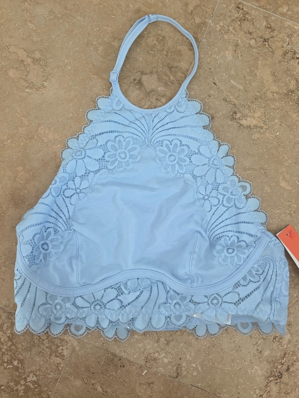 Colsie Light Blue Floral Lace Halter Camisole